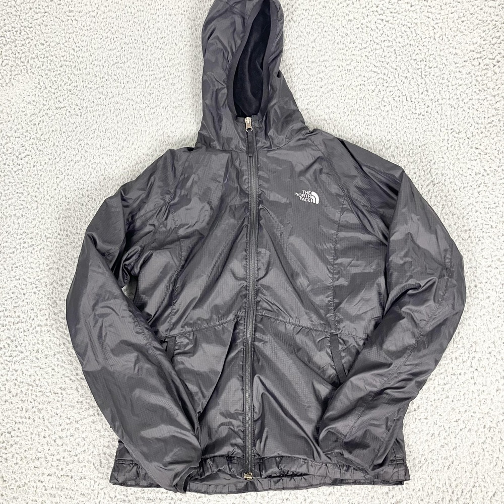 The North Face‎ Jacket Womens Medium Black Fleece Lined Hooded Zip Windbreaker